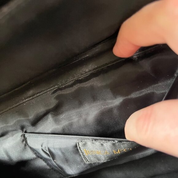 Jessica McClintock purse black leather chain strap evening bag VTG 80's - Picture 6 of 7